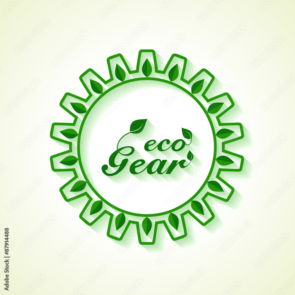 Save Nature concept with leaf and gear- vector illustration