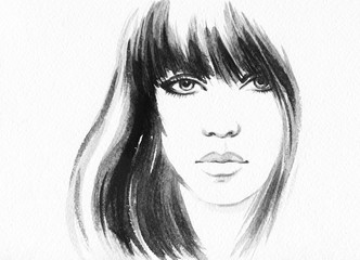 Leinwandbilder Aquarell Gesicht woman portrait .abstract watercolor  © Anna Ismagilova