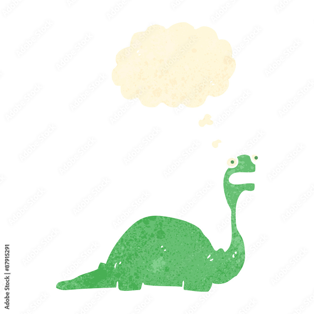 Fototapeta premium retro cartoon dinosaur with thought bubble