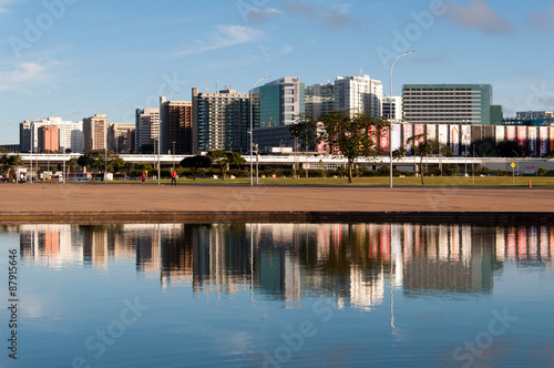 North Hotel Sector Buildings Reflected on Water, Brasilia