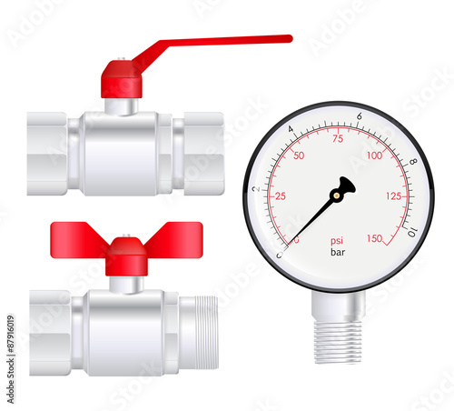 Water valves and manometer