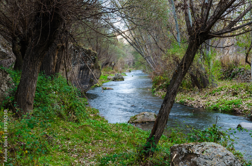 Fairy tale view, river in Ihalara Valley, Cappadocia, Turkey Fairy tale view, river in Ihalara Valley, Cappadocia, Turkey