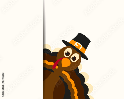 Vector Illustration of a Happy Thanksgiving Celebration Design with Cartoon Turkey