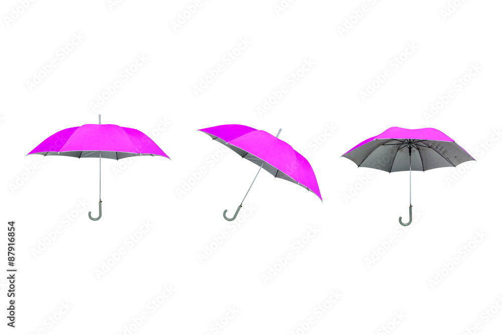 Obraz premium pink umbrella on a white background