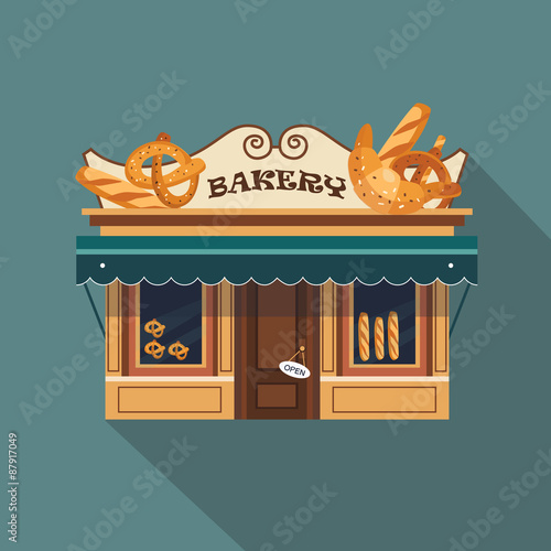 Restaurants and shops facade, storefront vector detailed flat 