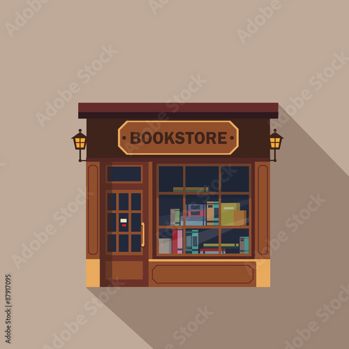 Restaurants and shops facade, storefront vector detailed flat 