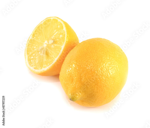 Lemon slice on white background.
