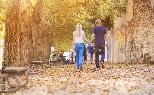 Young couple taking a walk photo