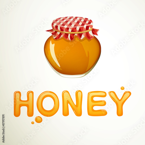 Vector Illustration of a Honey Background with Honey Jar