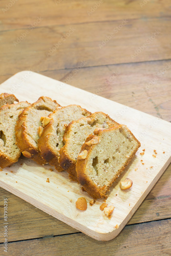 Homemade Banana Nut Bread Cut into Slices Homemade Banana Nut Bread Cut into Slices