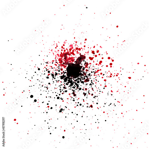 Black and red water color spashes and dots