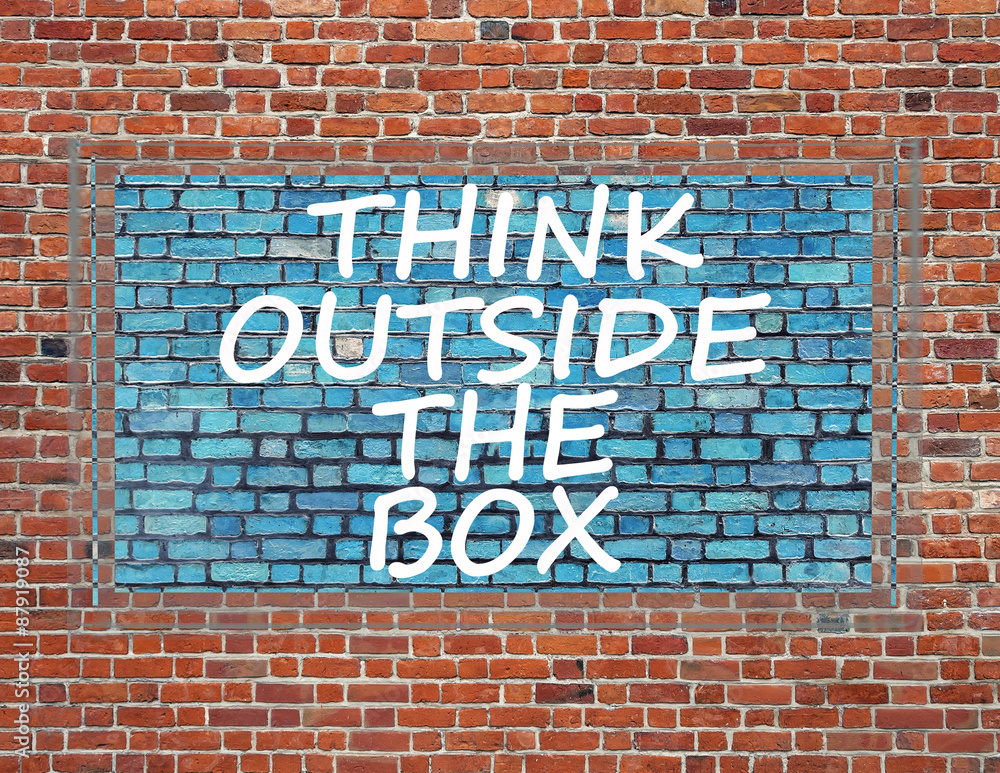 Sign on brick wall to thinking outside the box great brilliant i Sign on brick wall to thinking outside the box great brilliant i