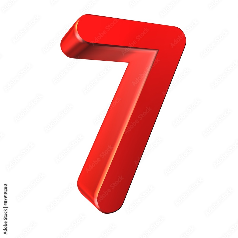 red number collection - seven on white background red number collection - seven on white background