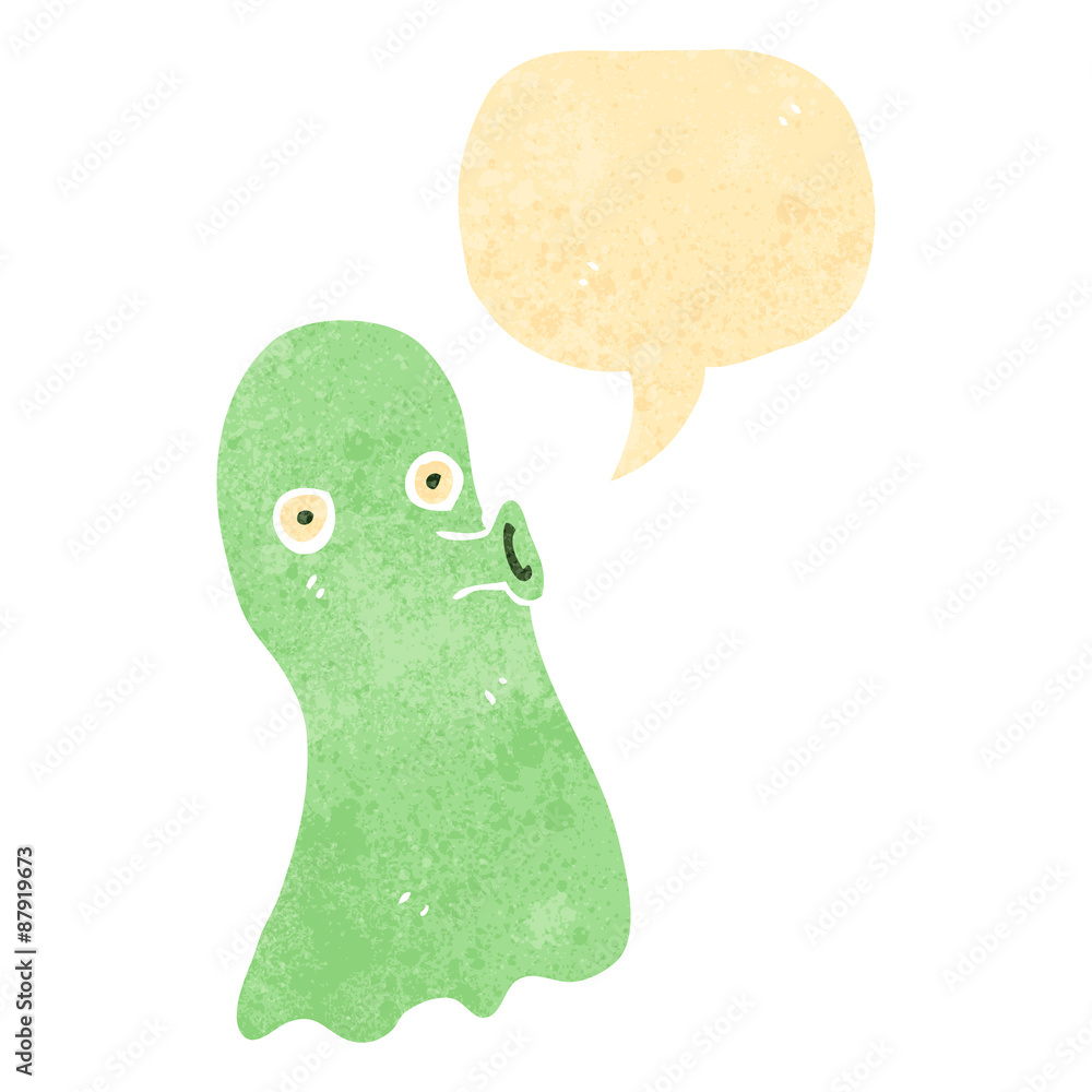 retro cartoon spooky ghost with speech bubble retro cartoon spooky ghost with speech bubble
