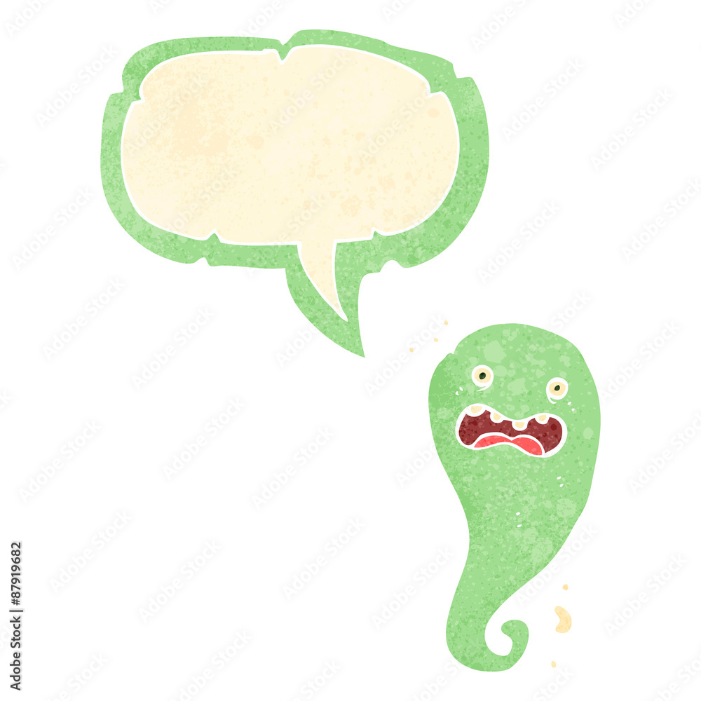 retro cartoon spooky ghost with speech bubble retro cartoon spooky ghost with speech bubble