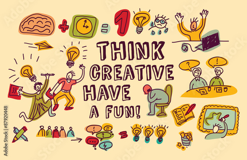 Think creative fun doodles people color