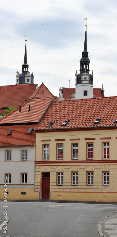 Fototapeta premium Torgau mit Blick auf Schloss Hartenfels