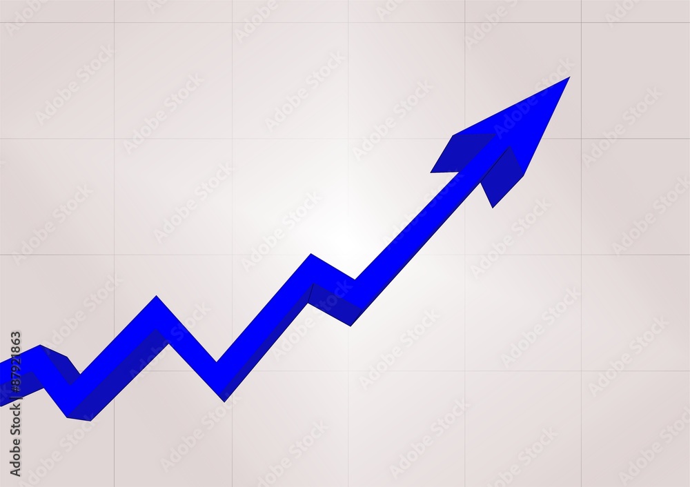Fototapeta premium Blue arrow in graph