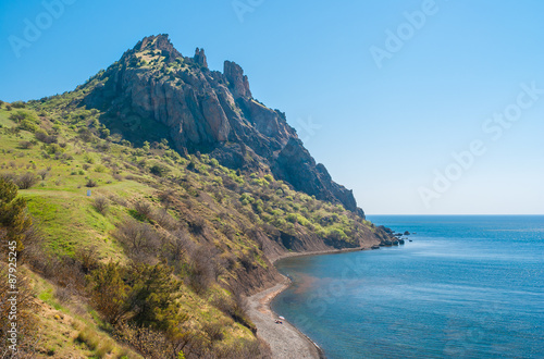 Karadag volcanic mountain range - natural reserve on a Black Sea shore