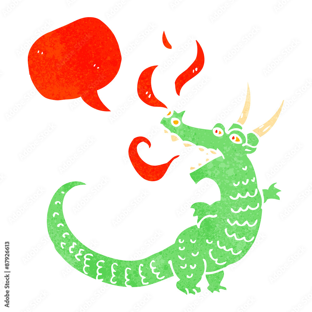 Fototapeta premium retro cartoon friendly dragon