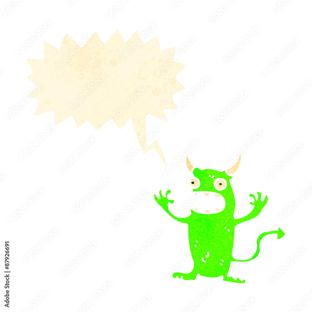 retro cartoon little devil with speech bubble retro cartoon little devil with speech bubble