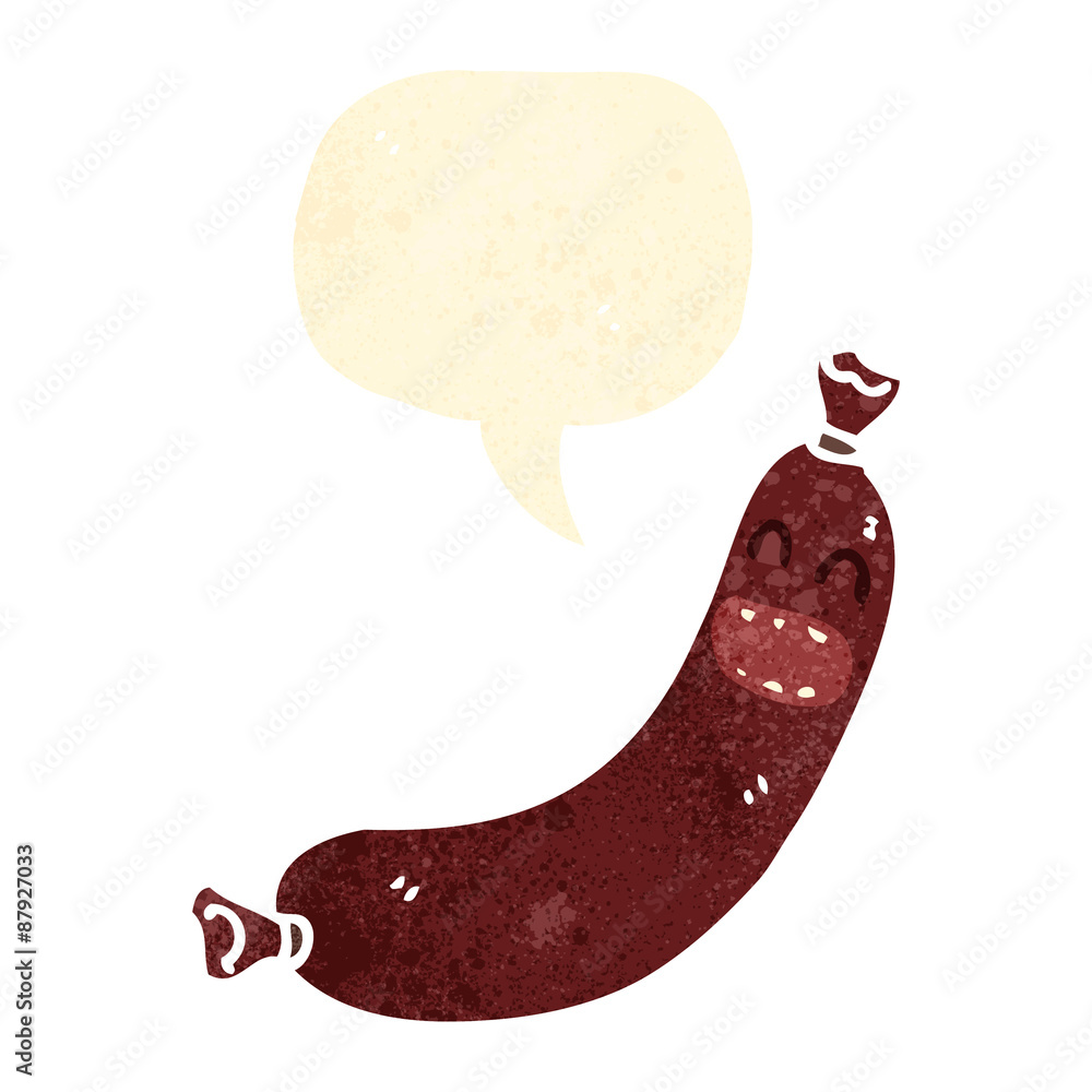 retro cartoon sausage with speech bubble retro cartoon sausage with speech bubble