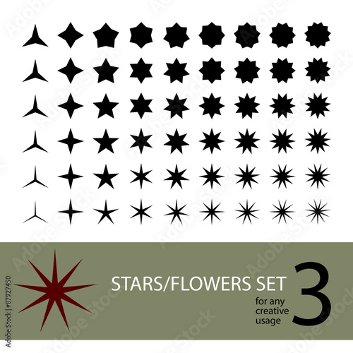Vector stars flowers set  for any creative use.