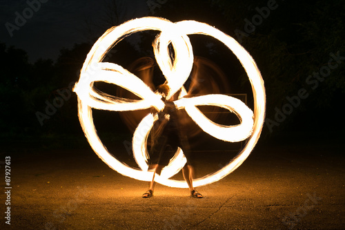 Fire-show man in action photo