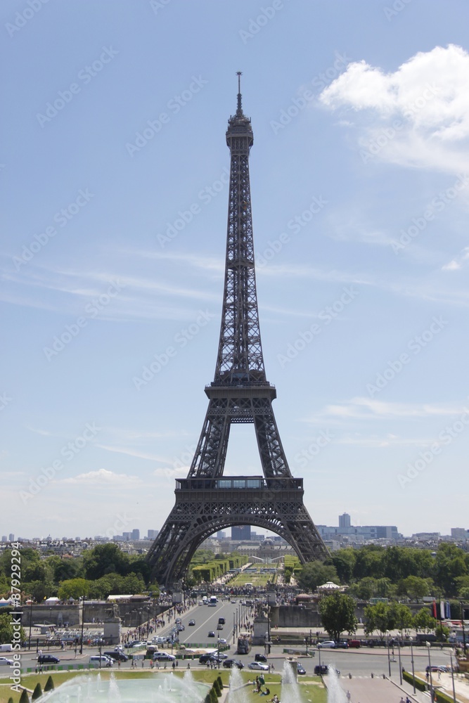 Tour Eiffel à Paris, vue depuis le Trocadéro