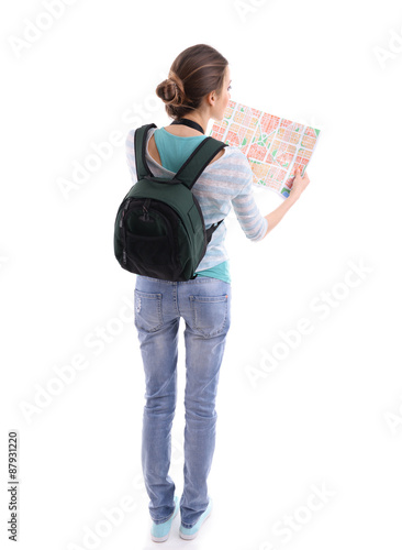 Traveler with map isolated ...