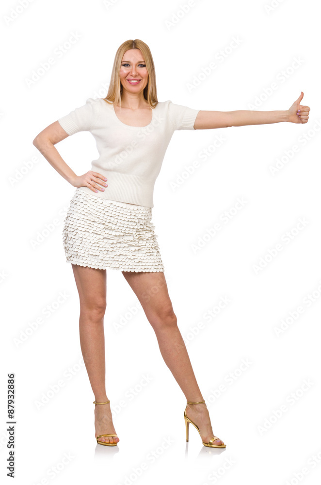 Pretty young blond woman isolated on white Pretty young blond woman isolated on white
