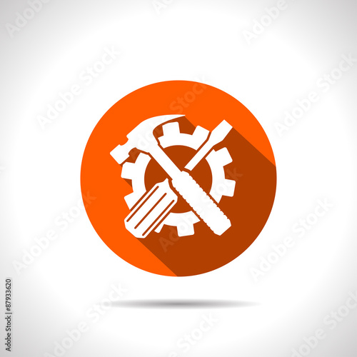 Crossed screwdriver and hammer tools, vector
