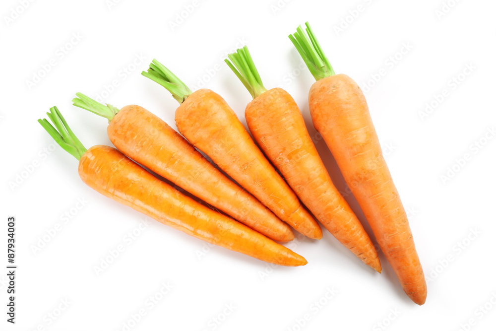 Fresh ripe carrots isolated on white Fresh ripe carrots isolated on white