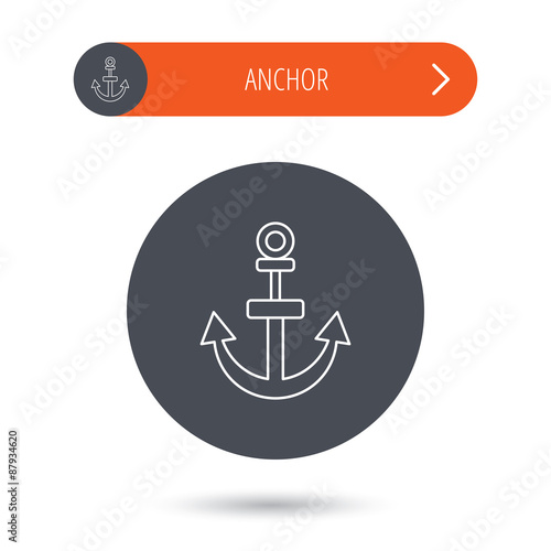 Anchor icon. Nautical drogue sign. Sea sybmol.