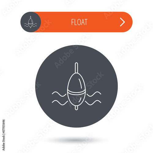 Fishing float icon. Bobber in waves sign.
