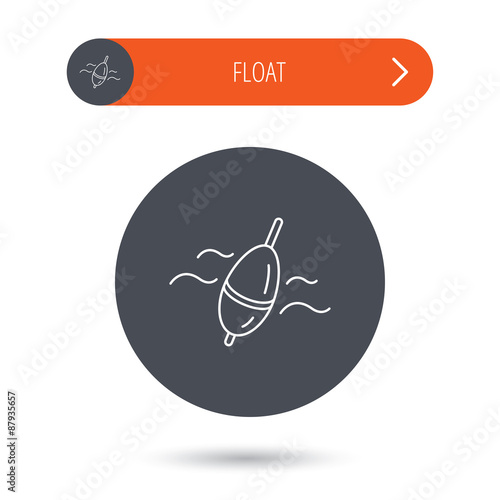 Fishing float icon. Bobber in waves sign.