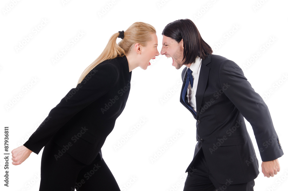 Businessman and businesswoman isolated on white Businessman and businesswoman isolated on white