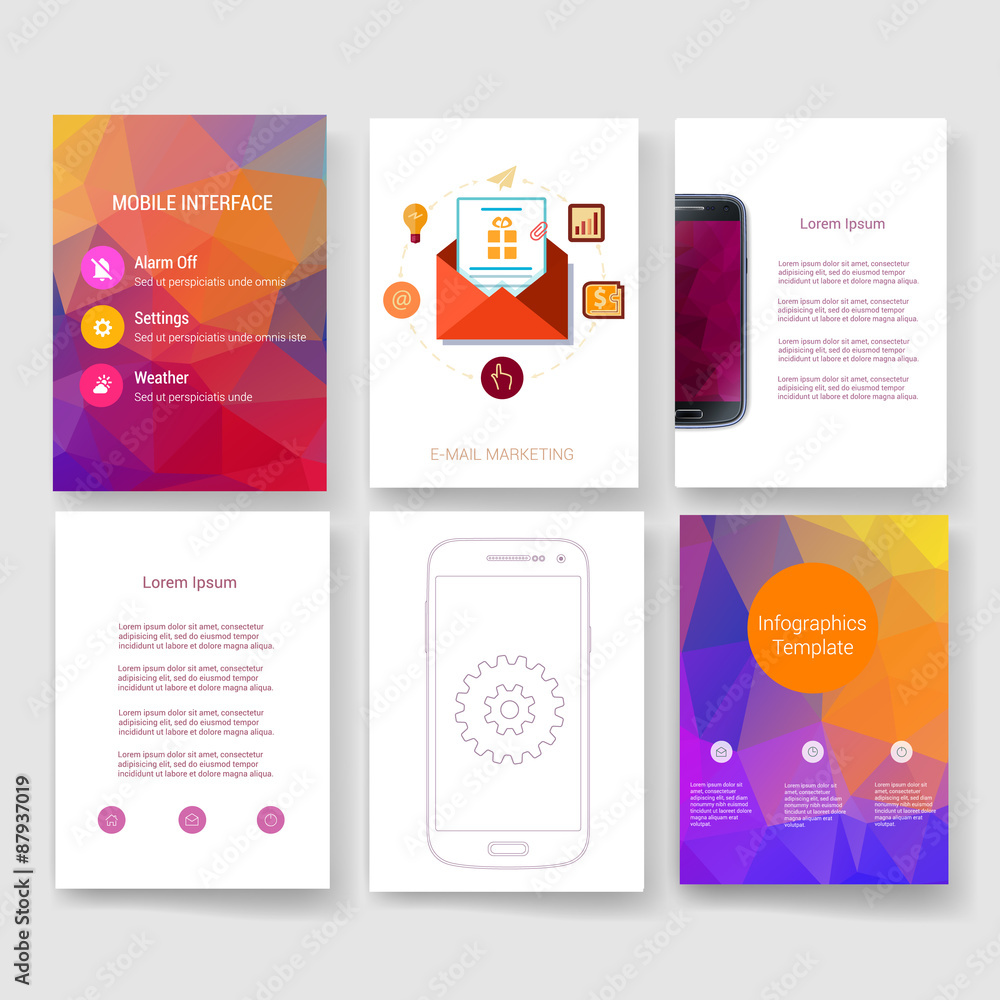 Naklejka premium Templates. Design Set of Web, Mail, Brochures. Mobile