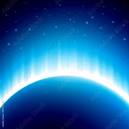 Dark blue colored space background with beautiful eclipse
