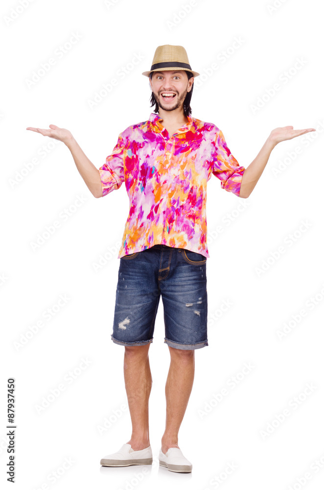 Funny tourist isolated on white Funny tourist isolated on white