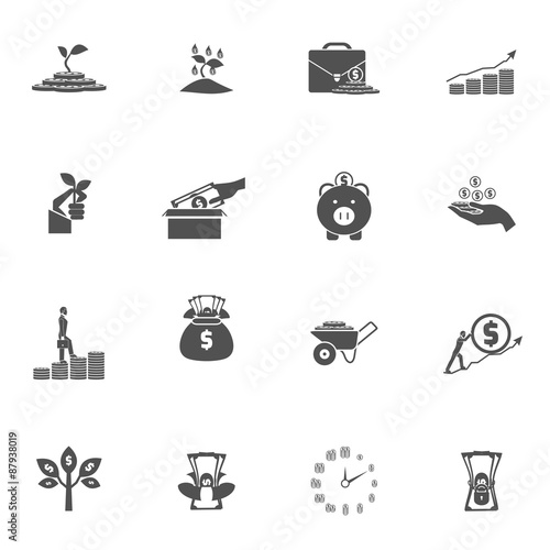 Investment Silhouette Icon Set