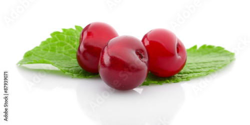 Fresh cherry isolated on white