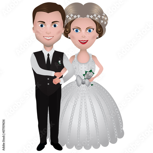 Wedding Couple / Newlyweds in a wedding dress holding hands