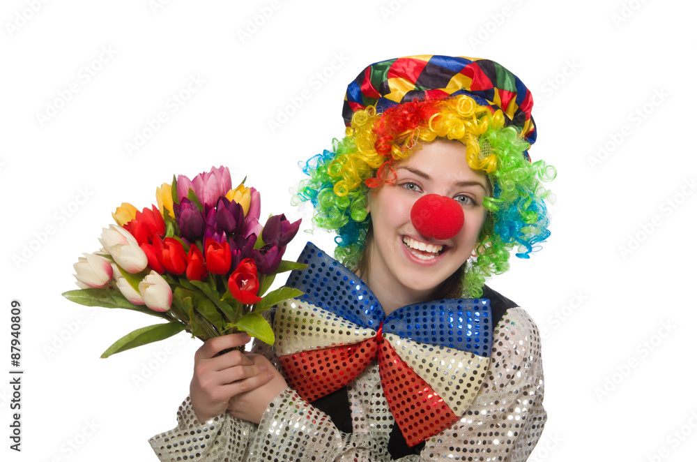 Female clown isolated on white Female clown isolated on white