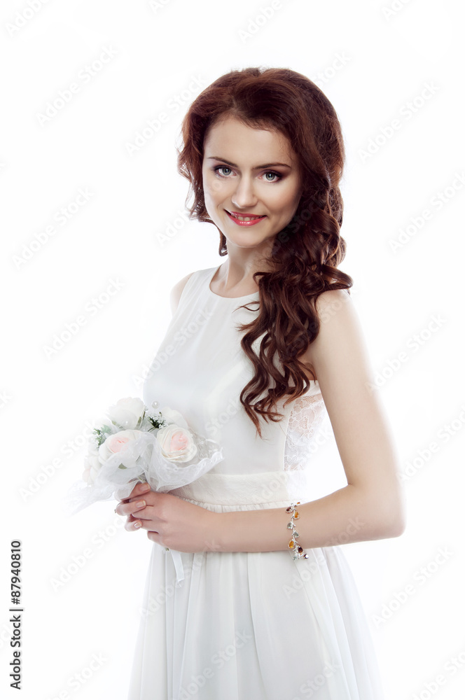 Studio portrait of a beautiful redheaded woman with evening hair Studio portrait of a beautiful redheaded woman with evening hair