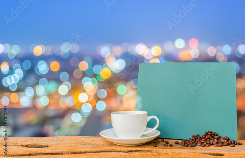 one cup of coffee with  blur background with bokeh image.