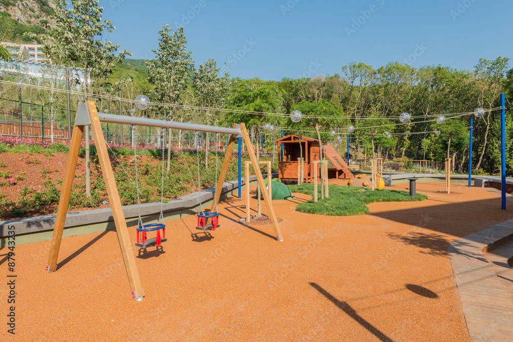 Children playground on bright summer day Children playground on bright summer day