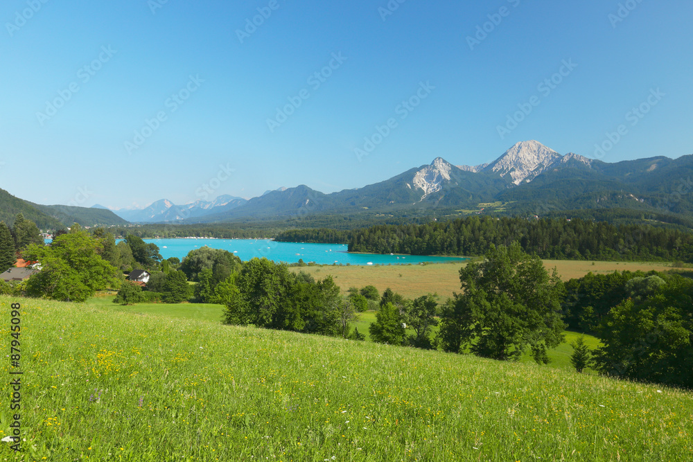Alpine lake Faaker See in Carinthia, Austria Alpine lake Faaker See in Carinthia, Austria