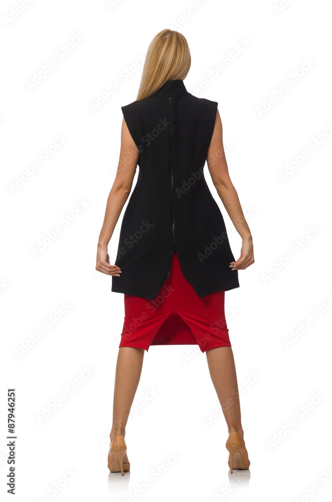 Pretty young girl in bordo skirt isolated on white Pretty young girl in bordo skirt isolated on white