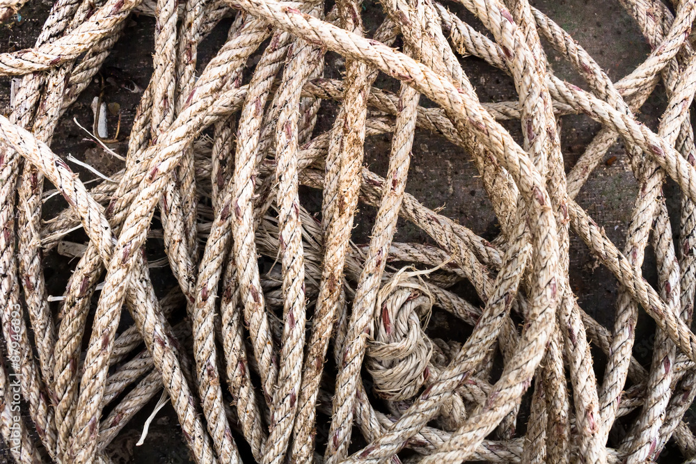 Old rope on the fishing port